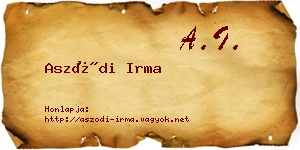 Aszódi Irma névjegykártya